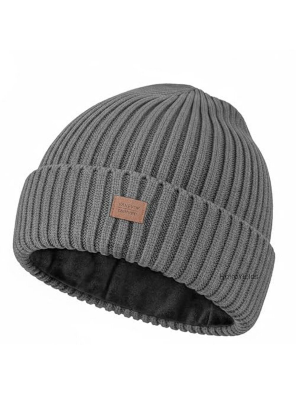 Merino Wool Beanie Hat Double Layered Fleece Lined Thermal Winter Cap